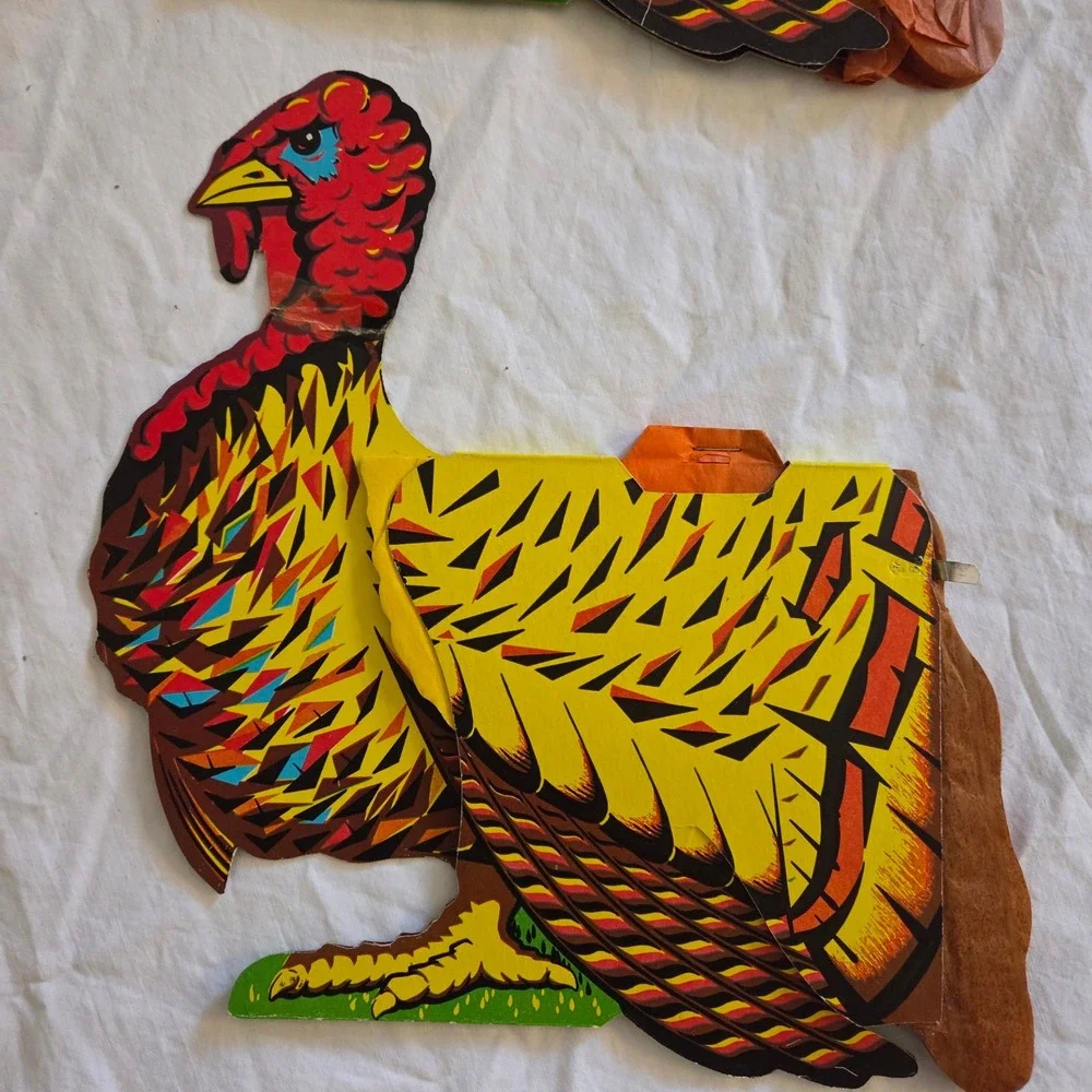 Vintage Thanksgiving Turkey Honeycomb Decoration table 2 Piece Set‎